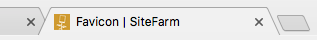 An example browser tab for the SiteFarm site displaying the SiteFarm favicon logo preceding the page title text.