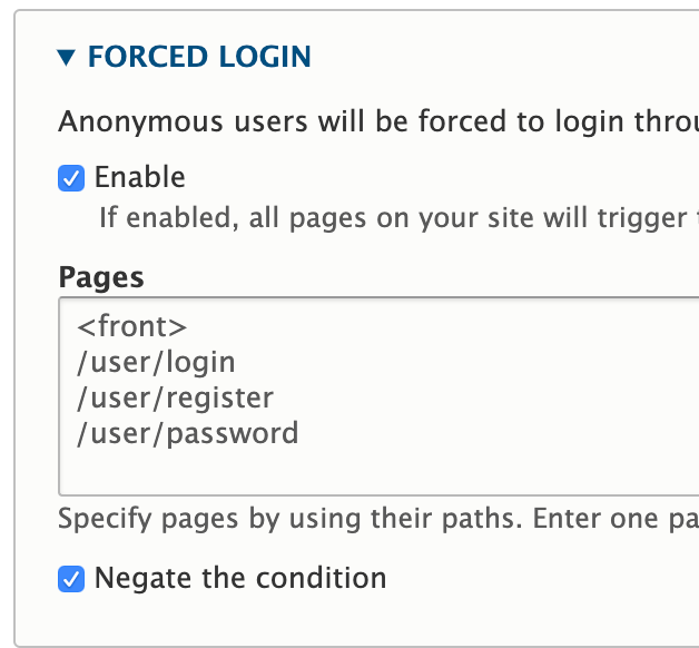 Forced login options to restrict access.