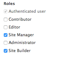 John Smith's account updated to give him Site Manager and Site Builder access.
