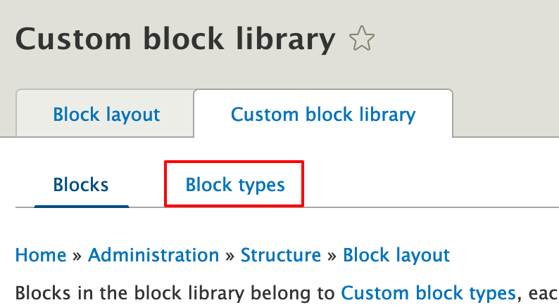 Location of the custom block tab.