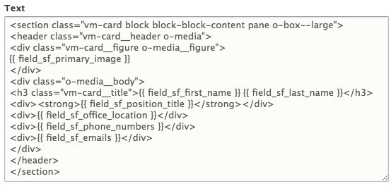 Final output of the HTML and CSS classes used to structure and populate the two-column mini people list.