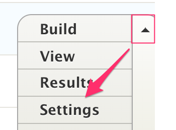 The Webform's Build dropdown menu includes a link to the Settings option.