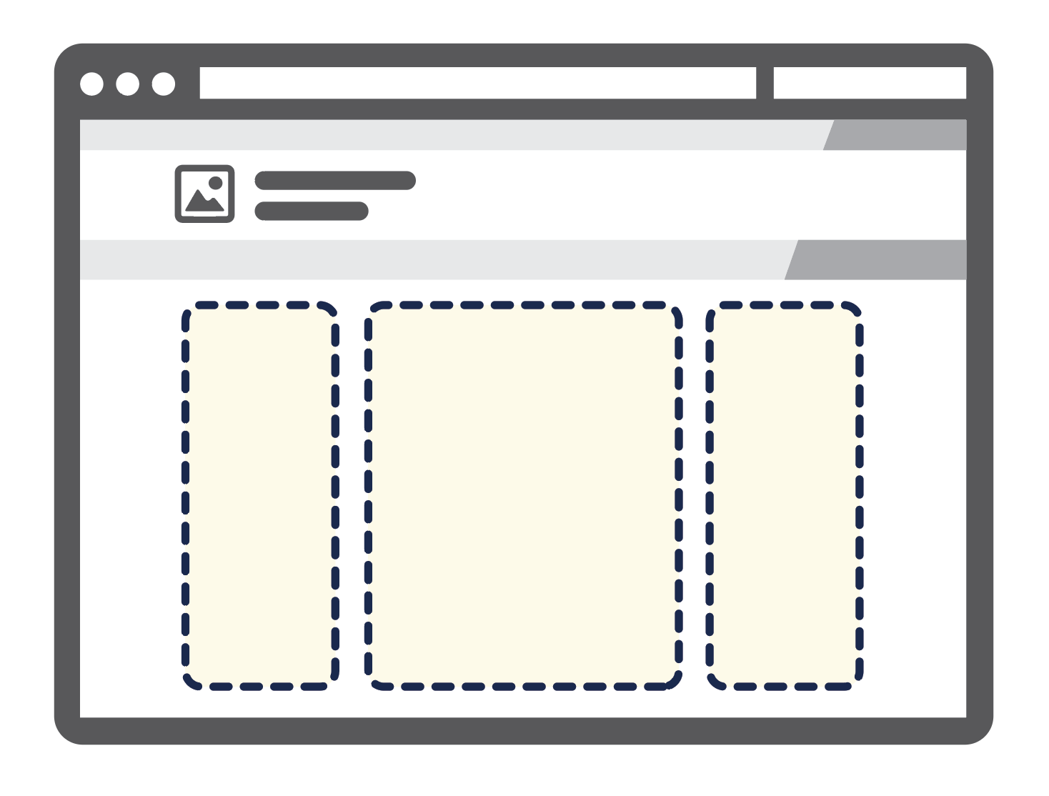 An illustration showing the basic default page layout using Main Content and First and Second sidebar regions.