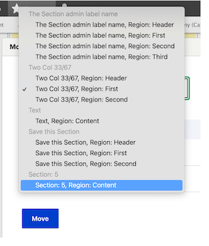 A screenshot of the list of Move option locations in this page, listed first by Section name, then by weight column regions within the Section.