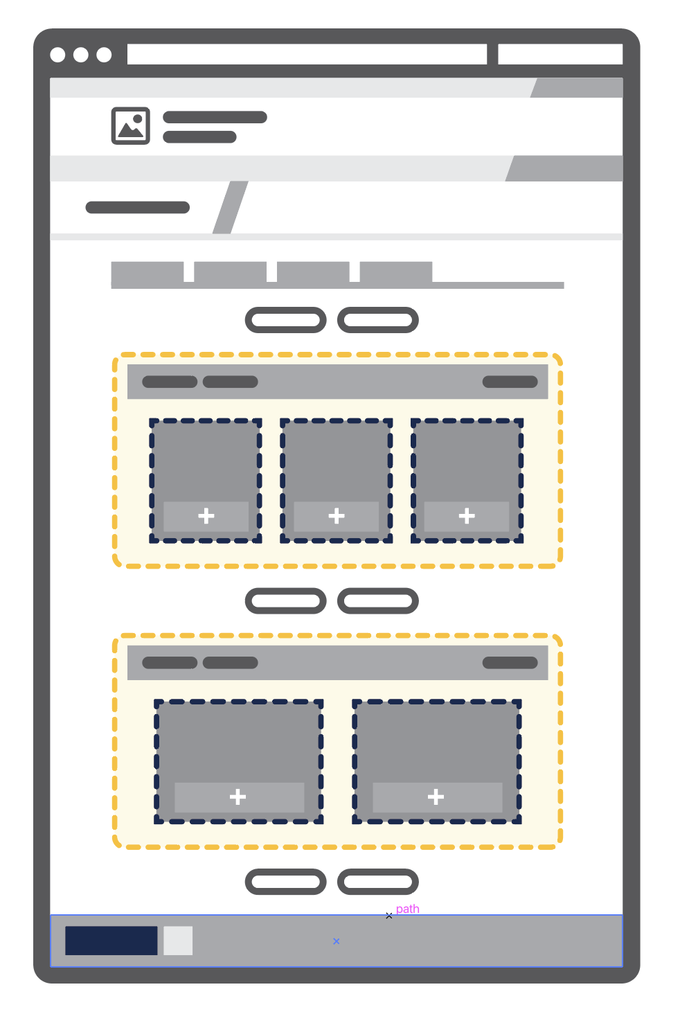An illustration of Layout Builder with two Sections in a page.