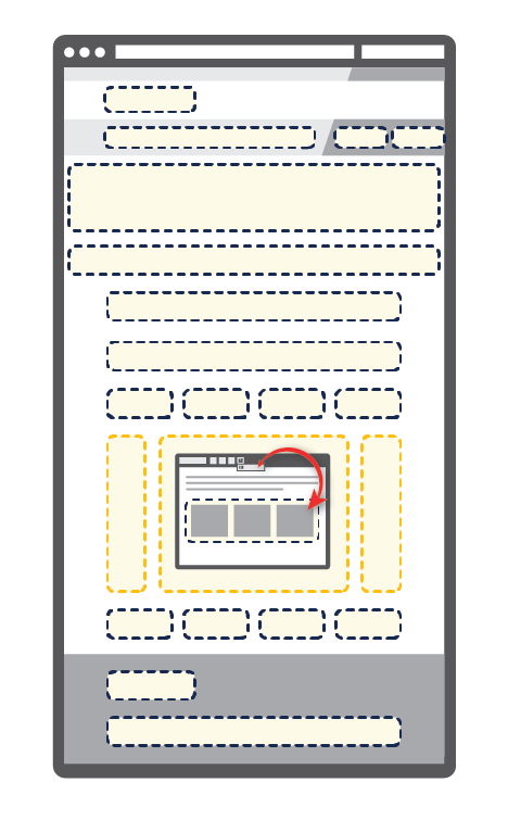 An illustration showing Layout Columns Widget within Main Content within the list of regions available in a page.