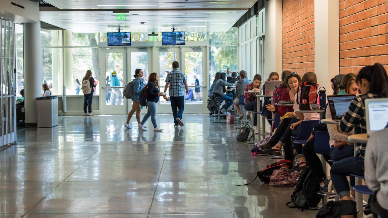 Students in a hallway