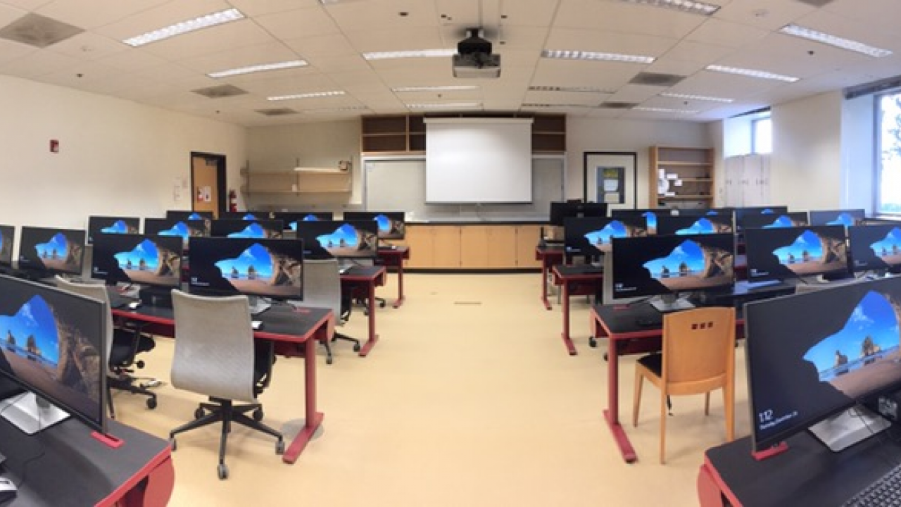 Classroom with computer lab stations