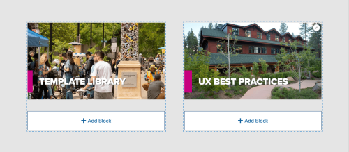 Two Marketing Highlight - Horizontal blocks using the overlay text style section