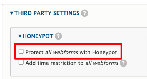 Check the box to protect all webforms with Honeypot