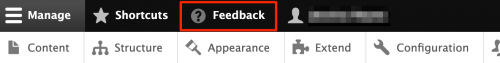 Screenshot of the admin panel with the Feedback button highlighted in red.
