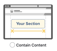 An illustration of layout builder's horizontal settings showing the content is contained in the default space.