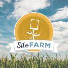 Tandem's iamge of the SiteFarm logo over a field of grass and a blue sky with clouds in the background.